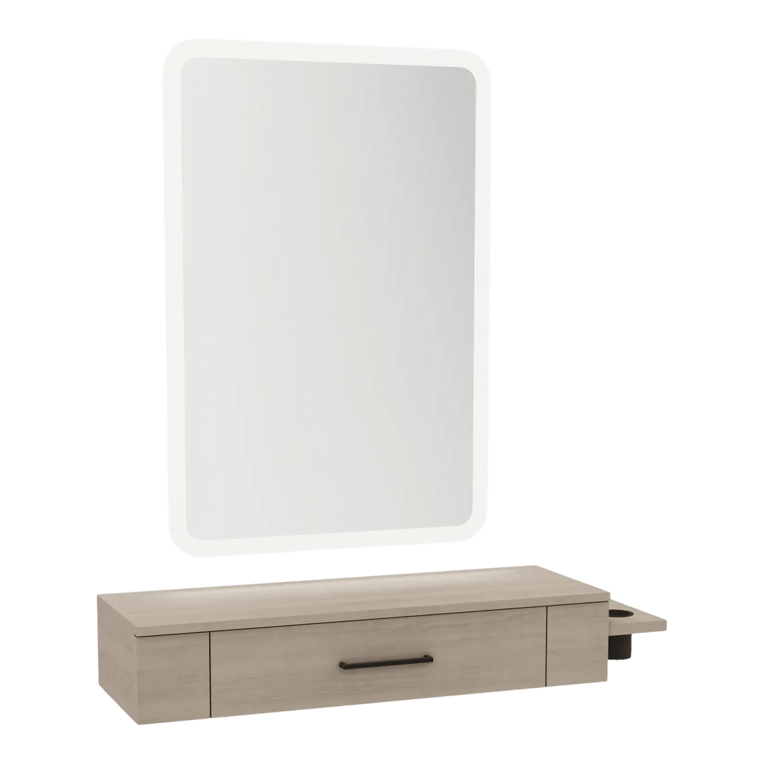 Nova Wall Mount Styling Station with Side-Mount Appliance Holder and Illuminate LED Mirror - Kaemark