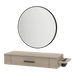 Nova Wall Mount Styling Station with Side-Mount Appliance Holder and Black Round Westin Mirror - Kaemark