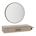 Nova Wall Mount Styling Station with Side-Mount Appliance Holder and Black Round Westin Mirror - Kaemark