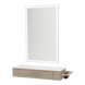 Nova Wall Mount Styling Station with Side-Mount Appliance Holder, Solid Surface Countertop and Silver Rectangle Glo Mirror - Kaemark