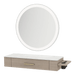Nova Wall Mount Styling Station with Side-Mount Appliance Holder, Solid Surface Countertop, and Silver Round Glo Mirror - Kaemark