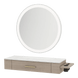 Nova Wall Mount Styling Station with Side-Mount Appliance Holder, Solid Surface Countertop, and Silver Round Glo Mirror - Kaemark
