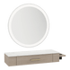 Nova Wall Mount Styling Station with Side-Mount Appliance Holder, Solid Surface Countertop, and Silver Round Glo Mirror - Kaemark