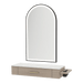 Nova Wall Mount Styling Station with Side-Mount Appliance Holder, Solid Surface Countertop, and Black Arch Paloma Mirror - Kaemark