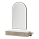 Nova Wall Mount Styling Station with Side-Mount Appliance Holder, Solid Surface Countertop, and Black Arch Paloma Mirror - Kaemark