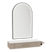 Nova Wall Mount Styling Station with Side-Mount Appliance Holder, Solid Surface Countertop, and Black Arch Paloma Mirror - Kaemark