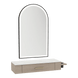 Nova Wall Mount Styling Station with Side-Mount Appliance Holder, Solid Surface Countertop, and Black Arch Paloma Mirror - Kaemark