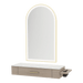Nova Wall Mount Styling Station with Side-Mount Appliance Holder, Solid Surface Countertop and Gold Paloma Arch Mirror - Kaemark