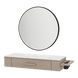 Nova Wall Mount Styling Station with Side-Mount Appliance Holder, Solid Surface Countertop, and Black Round Westin Mirror - Kaemark