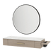 Nova Wall Mount Styling Station with Side-Mount Appliance Holder, Solid Surface Countertop, and Black Round Westin Mirror - Kaemark