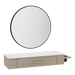 Nova Wall Mount Styling Station with Side-Mount Appliance Holder, Solid Surface Countertop, and Black Round Westin Mirror - Kaemark