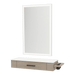Nova Wall Mount Styling Station with Side-Mount Appliance Holder, Solid Surface Countertop and Silver Rectangle Glo Mirror - Kaemark