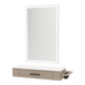 Nova Wall Mount Styling Station with Side-Mount Appliance Holder, Solid Surface Countertop and Silver Rectangle Glo Mirror - Kaemark
