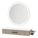 Nova Wall Mount Styling Station with Side-Mount Appliance Holder, Solid Surface Countertop, and Silver Round Glo Mirror - Kaemark
