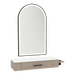 Nova Wall Mount Styling Station with Side-Mount Appliance Holder, Solid Surface Countertop, and Black Arch Paloma Mirror - Kaemark