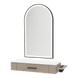 Nova Wall Mount Styling Station with Side-Mount Appliance Holder, Solid Surface Countertop, and Black Arch Paloma Mirror - Kaemark