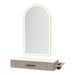 Nova Wall Mount Styling Station with Side-Mount Appliance Holder, Solid Surface Countertop and Gold Paloma Arch Mirror - Kaemark