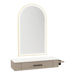 Nova Wall Mount Styling Station with Side-Mount Appliance Holder, Solid Surface Countertop and Gold Paloma Arch Mirror - Kaemark