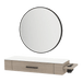 Nova Wall Mount Styling Station with Side-Mount Appliance Holder, Solid Surface Countertop, and Black Round Westin Mirror - Kaemark