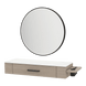Nova Wall Mount Styling Station with Side-Mount Appliance Holder, Solid Surface Countertop, and Black Round Westin Mirror - Kaemark