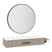 Nova Wall Mount Styling Station with Side-Mount Appliance Holder, Solid Surface Countertop, and Black Round Westin Mirror - Kaemark
