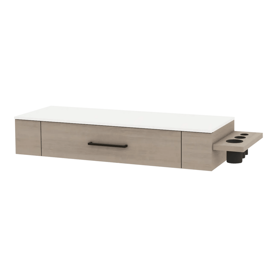 Nova Wall Mount Styling Station with Side-Mount Appliance Holder and Solid Surface Countertop (Cabinet Only) - Kaemark