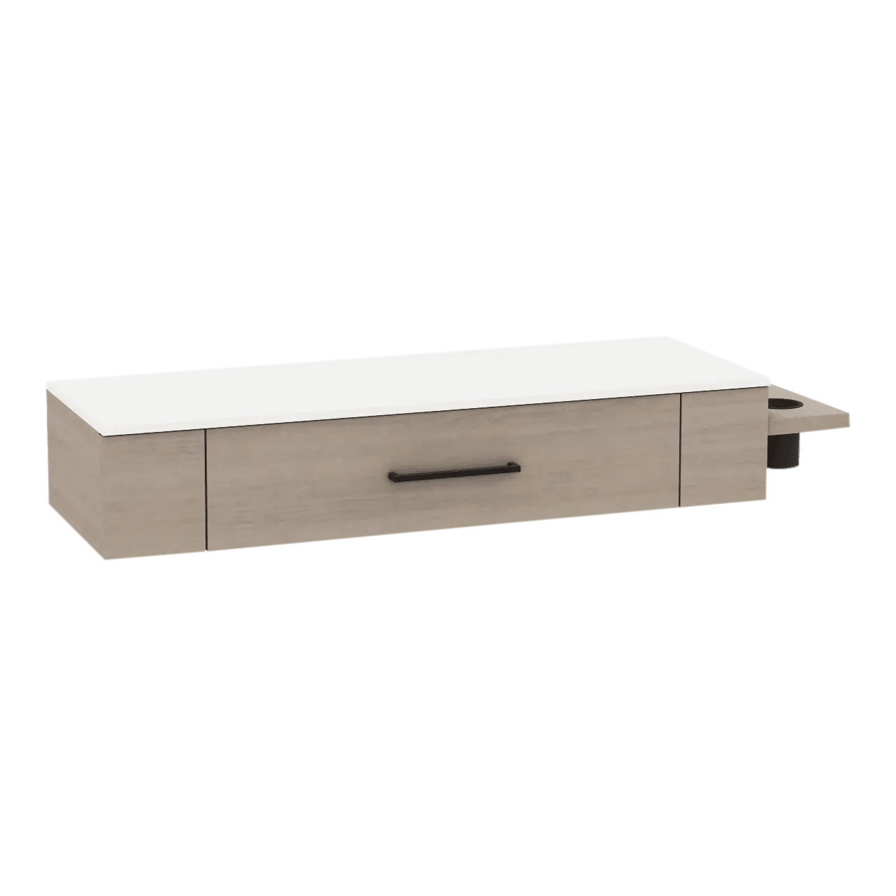 Nova Wall Mount Styling Station with Side-Mount Appliance Holder and Solid Surface Countertop (Cabinet Only) - Kaemark