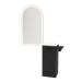 Nova Tower Free Standing Styling Station with Side-Mount Appliance Holder, Solid Surface Countertop, and Gold Arch Paloma Mirror - Kaemark