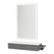 Nova Wall Mount Styling Station with Side-Mount Appliance Holder, Solid Surface Countertop and Silver Rectangle Glo Mirror - Kaemark