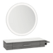 Nova Wall Mount Styling Station with Side-Mount Appliance Holder, Solid Surface Countertop, and Silver Round Glo Mirror - Kaemark
