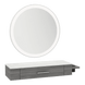 Nova Wall Mount Styling Station with Side-Mount Appliance Holder, Solid Surface Countertop, and Silver Round Glo Mirror - Kaemark