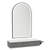 Nova Wall Mount Styling Station with Side-Mount Appliance Holder, Solid Surface Countertop, and Black Arch Paloma Mirror - Kaemark