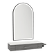 Nova Wall Mount Styling Station with Side-Mount Appliance Holder, Solid Surface Countertop, and Black Arch Paloma Mirror - Kaemark