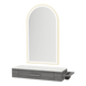 Nova Wall Mount Styling Station with Side-Mount Appliance Holder, Solid Surface Countertop and Gold Paloma Arch Mirror - Kaemark