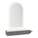 Nova Wall Mount Styling Station with Side-Mount Appliance Holder, Solid Surface Countertop and Gold Paloma Arch Mirror - Kaemark