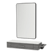 Nova Wall Mount Styling Station with Side-Mount Appliance Holder, Solid Surface Countertop, and Black Rectangle Westin Mirror - Kaemark