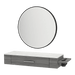 Nova Wall Mount Styling Station with Side-Mount Appliance Holder, Solid Surface Countertop, and Black Round Westin Mirror - Kaemark