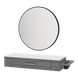 Nova Wall Mount Styling Station with Side-Mount Appliance Holder, Solid Surface Countertop, and Black Round Westin Mirror - Kaemark