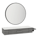 Nova Wall Mount Styling Station with Side-Mount Appliance Holder, Solid Surface Countertop, and Black Round Westin Mirror - Kaemark