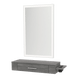 Nova Wall Mount Styling Station with Side-Mount Appliance Holder and Silver Rectangle Glo Mirror - Kaemark