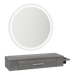 Nova Wall Mount Styling Station with Side-Mount Appliance Holder and Silver Round Glo Mirror - Kaemark