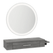 Nova Wall Mount Styling Station with Side-Mount Appliance Holder and Silver Round Glo Mirror - Kaemark