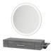 Nova Wall Mount Styling Station with Side-Mount Appliance Holder and Silver Round Glo Mirror - Kaemark