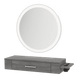 Nova Wall Mount Styling Station with Side-Mount Appliance Holder and Silver Round Glo Mirror - Kaemark