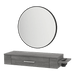 Nova Wall Mount Styling Station with Side-Mount Appliance Holder and Black Round Westin Mirror - Kaemark