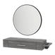 Nova Wall Mount Styling Station with Side-Mount Appliance Holder and Black Round Westin Mirror - Kaemark