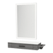Nova Wall Mount Styling Station with Side-Mount Appliance Holder, Solid Surface Countertop and Silver Rectangle Glo Mirror - Kaemark