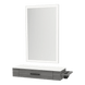 Nova Wall Mount Styling Station with Side-Mount Appliance Holder, Solid Surface Countertop and Silver Rectangle Glo Mirror - Kaemark