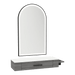 Nova Wall Mount Styling Station with Side-Mount Appliance Holder, Solid Surface Countertop, and Black Arch Paloma Mirror - Kaemark