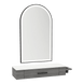 Nova Wall Mount Styling Station with Side-Mount Appliance Holder, Solid Surface Countertop, and Black Arch Paloma Mirror - Kaemark